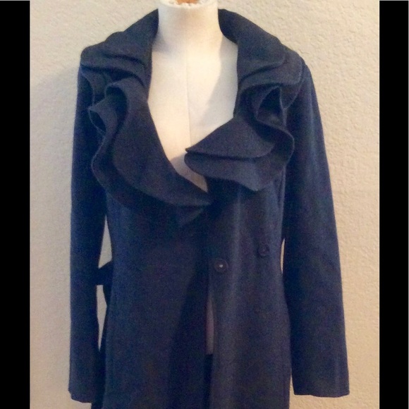 Tata Jolie Ruffle Front Wool Blend Coat - Medium - Picture 6 of 6